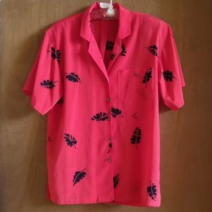 Bright red polyester Luz Claiborne blouse